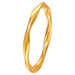 【计价金】莱绅通灵 鎏金系列 莫比乌斯环足金黄金戒指女戒固口戒