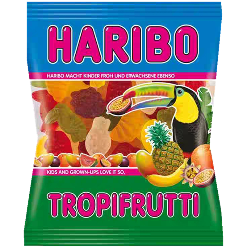 现货德国HARIBO哈瑞宝热带水果味软糖鹦鹉儿童果汁橡皮糖桃子樱桃