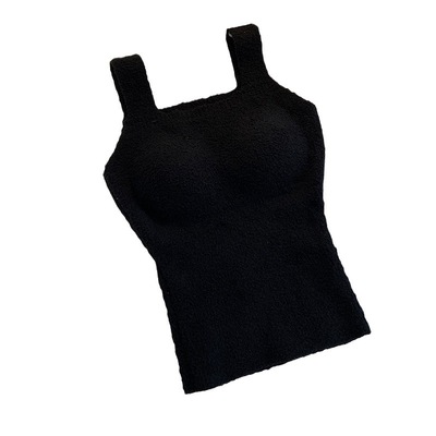 甜美羊羔绒白色加绒吊带背心