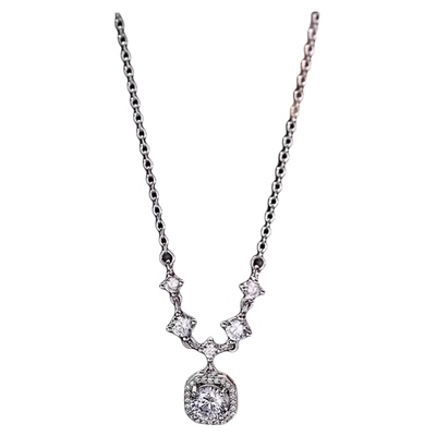 999纯银莫桑钻方糖女轻奢项链