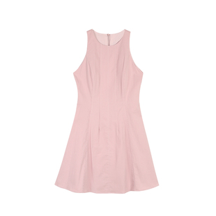 pusumede 高级感圆领背心连衣裙女夏季气质收腰显瘦无袖a字短裙