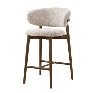 家用实木高脚椅中古风吧椅酒吧椅岛台椅设计师餐椅胡桃银雁吧台椅