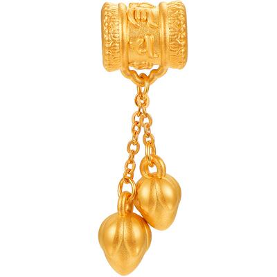 明牌珠宝黄金箴言两世欢串珠 硬金荷苞转运珠足金吉祥手串AFP0930