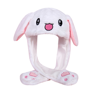 兔耳朵帽子可爱搞怪一捏会动帽儿童帽毛绒帽兔子头套可动皮卡丘