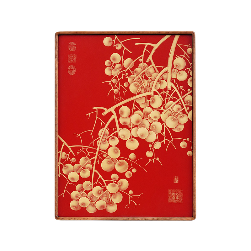 黄铜乔迁新房桌面摆件客厅玄关摆件桌面柿柿如意摆台吉祥发财礼物