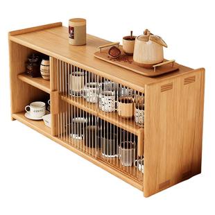 餐桌防尘置物架桌面杯架实木落地储物柜厨房收纳架客厅简易陈列架