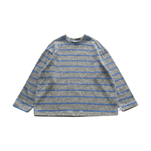 儿童长袖t恤男童加绒打底衫2025秋冬新款小男孩加厚条纹上衣内搭t