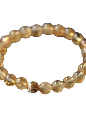 天然真正黄水晶珠手链AAA级宝石