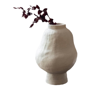 掬涵手工中温陶瓷花器花瓶磨砂质感花盆素白古朴典雅桌面客厅摆件