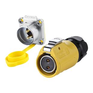 凌科LP-20母头公座防水航空插头插座2-12芯黄色反装IP68连接器UL