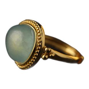 【秋山夜雨】复原唐代嵌蓝色宝石金戒指银镀金新中式海蓝宝文创