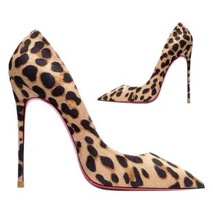 豹纹12厘米不累脚高跟鞋超细跟2025新款绒面尖头浅口红底大码单鞋