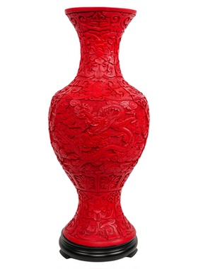【本尼家】中国扬州漆器剔红雕漆大号花瓶家居装饰品玄关摆件