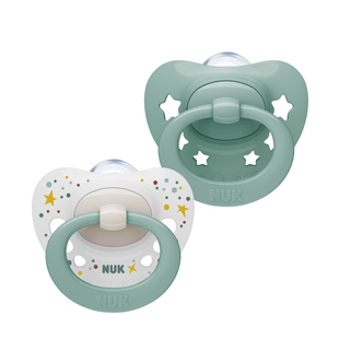 NUK印花新生婴儿安抚奶嘴防胀气宝宝0-3个月6到18个月一岁以上