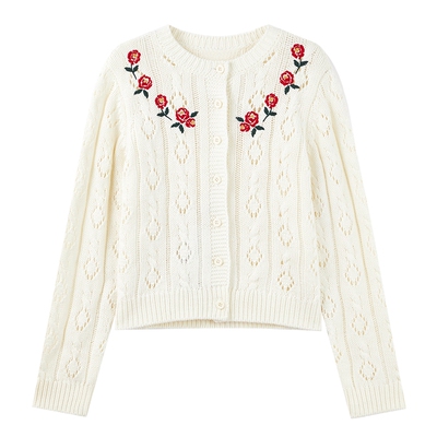 秋水伊人刺绣毛针织衫