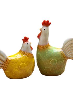 高温陶瓷对鸡装饰摆件送礼礼物