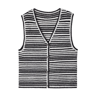 【氧气针织】MSLAN夏季莫代尔简约撞色条纹无袖马夹背心MFCE2120