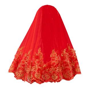 红盖头新娘结婚盖头红色头纱秀禾服高级头巾婚礼纱巾中式半透明