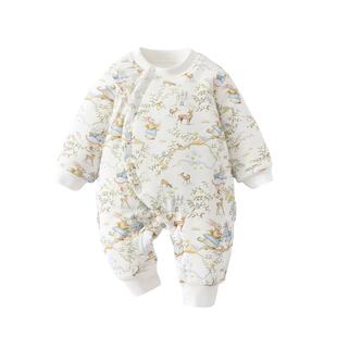 婴儿衣服冬季a类纯棉早秋婴幼儿夹棉冬款连体衣外穿8个月宝宝冬装