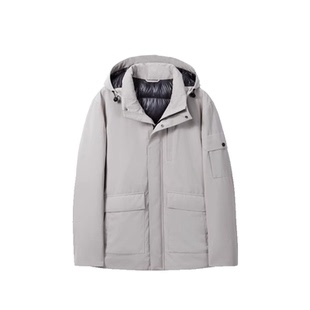 【抑菌白鹅绒】2025冬季新款男士格雷系中长款保暖羽绒服外套男