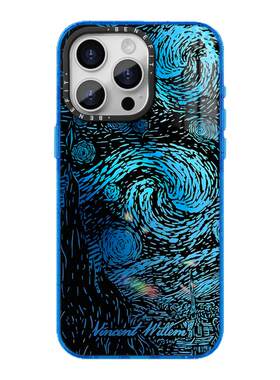 benefit艺术油画抽象星空17适用于iphone16promax苹果15PRO晶盾磁吸手机壳13新款14套12冰川纹防摔彩色边框