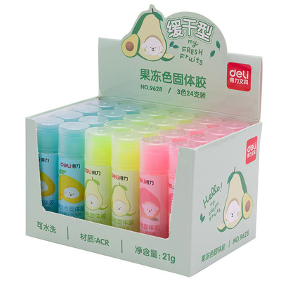 得力果冻色胶棒固体胶学生手工胶