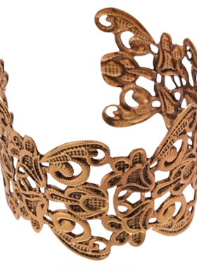 做旧金属花朵宽版手镯