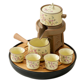 2026新款汝窑茶具套装家用高端精致自动石磨懒人泡茶神器功夫茶壶