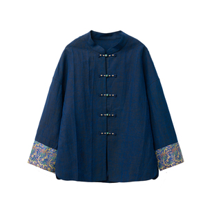 一丝牵龟纹老料100%桑蚕丝香云纱龟裂纹真丝外套女国风挽袖开衫春