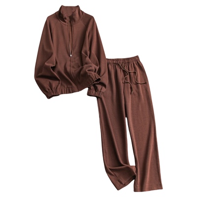 宽松卫衣松紧腰直筒休闲裤一整套