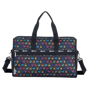 LeSportsac乐播诗新款Tetris联名黑色满印俄罗斯方块大容量斜挎包
