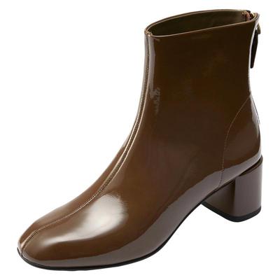 莱尔斯丹时尚漆皮粗跟短靴子女