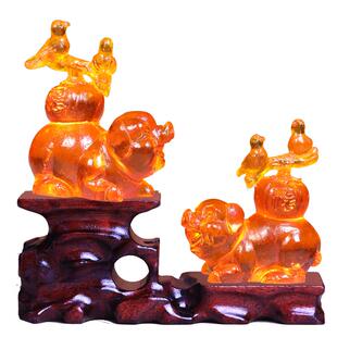 喜柿连猪宝一懿水琉璃摆件属虎生肖2026年吉祥物办公室客厅装饰品