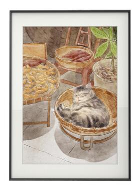创意猫咪客厅装饰画新中式