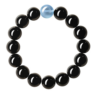 天然黑曜石手串官方旗舰店海蓝宝绿檀木手链男女款情人节生日礼物