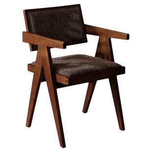 北欧昌迪加尔椅实木餐椅简约复古餐厅靠背椅书桌椅茶椅客厅椅子