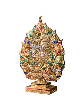 实木雕刻菩提树客厅中式创意摆件