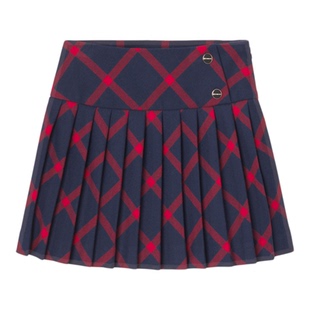 Jacadi亚卡迪女童半身裙春夏新品百褶裙苏格兰裙运动裙子2043168