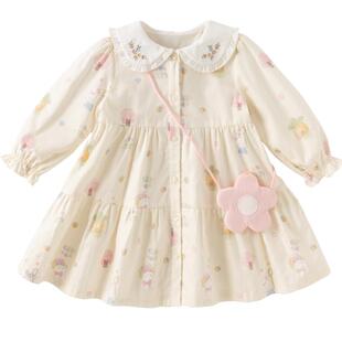 戴维贝拉儿童连衣裙春装女童甜美碎花公主裙女宝宝洋气裙子童装