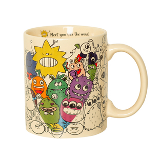 美式马克杯搞怪涂鸦陶瓷水杯带盖勺学生情侣生日礼物礼盒装伴手礼