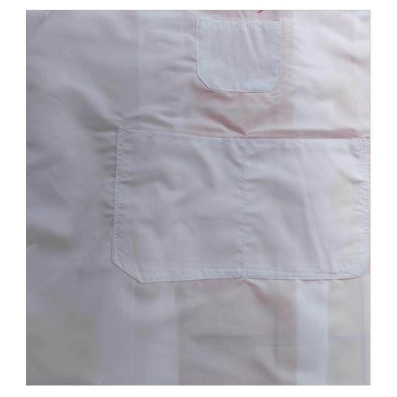 纺织厂挡车工围裙女的确良白色工作服帽子袖套粉色定制广告印字
