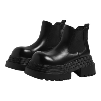 F21黑色短筒马丁靴女款