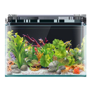 热弯玻璃鱼缸客厅小型水族箱桌面家用金鱼水草造景长方形生态裸缸