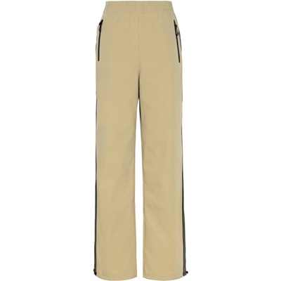 XG雪歌抽绳束脚设计休闲裤时尚春季新款织带拼接卡其色直筒裤女装