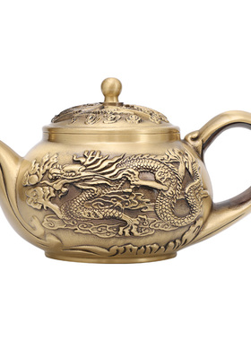 龙凤茶壶铜摆件茶杯婚前供奉用品