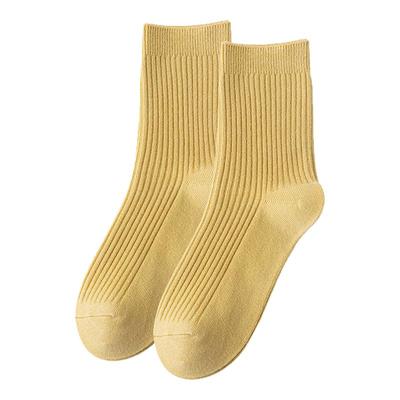 全棉袜子男女款冬季纯棉加厚保暖新疆棉双针中长筒袜纯色透气女袜