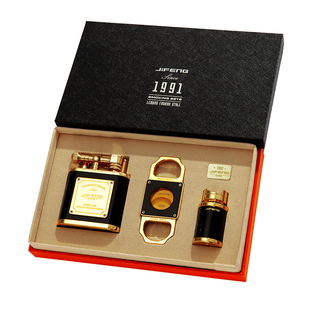 JIFENG季风雪茄工具套装送礼雪茄打火机烟灰缸多功能烟托高档礼盒