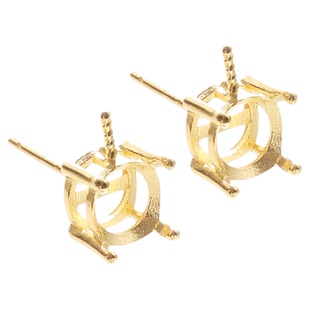 DIY珍珠纯银配件 18K金王妃款四爪耳钉空托配饰 手工制作耳环材料