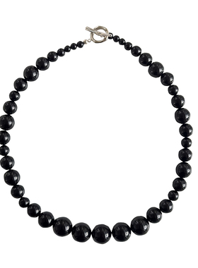 黑玛瑙白松石串珠项链