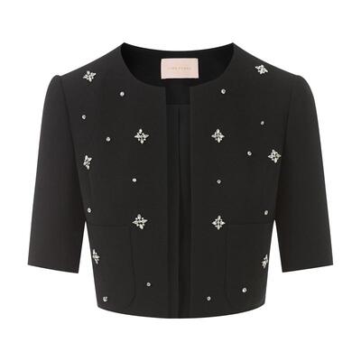 LIME莱茵黑色圆领短外套上衣